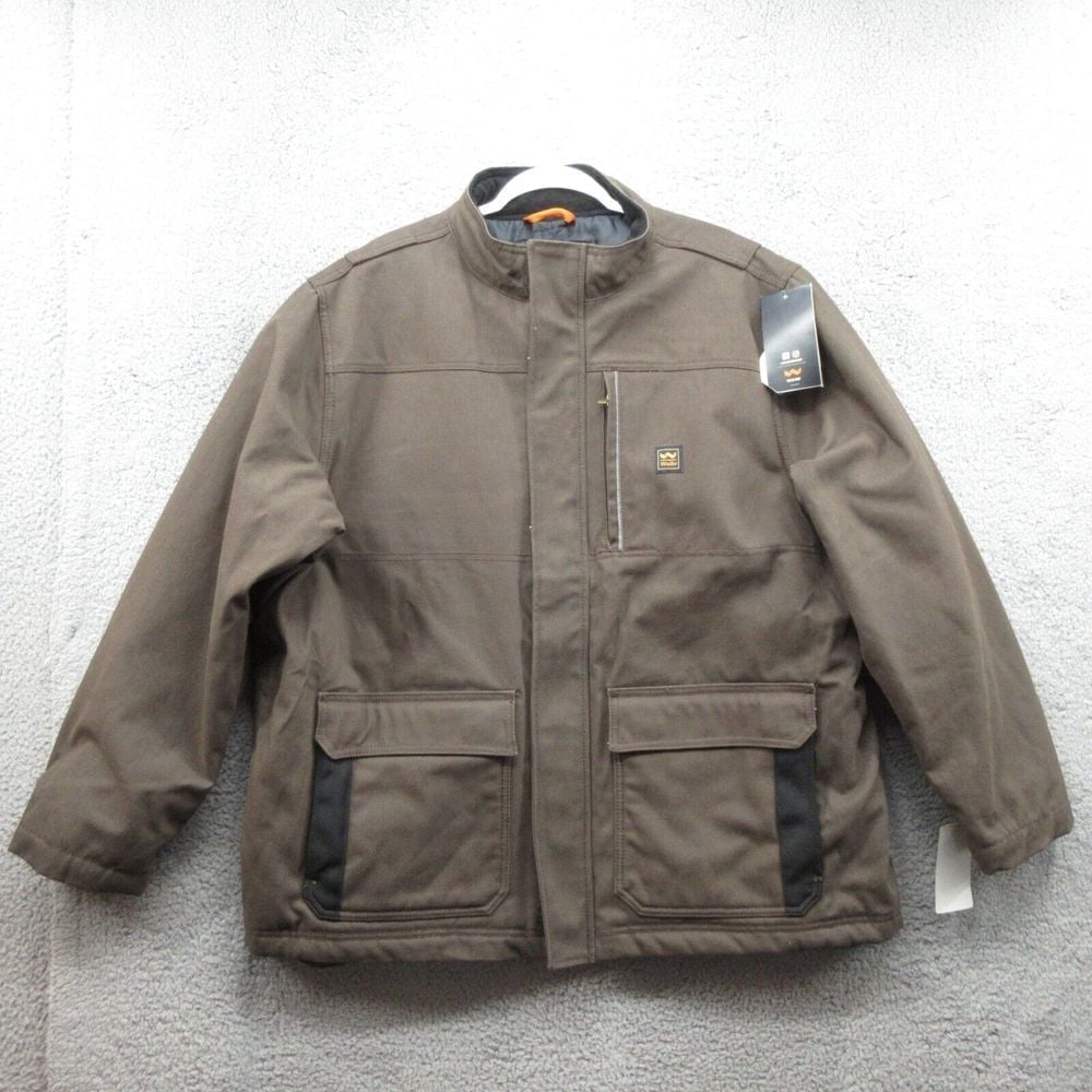 Walls Insulated Duck Canvas Full Zip Jacket Quilt Lined Mens 2XL Brown New
