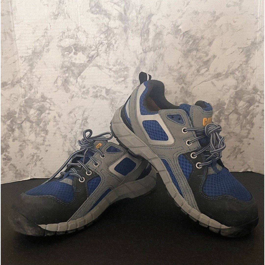 CAT Steel Toe Electrical Hazard Slip Resistant Work Shoe Mens 10 Blue/Gray Safe