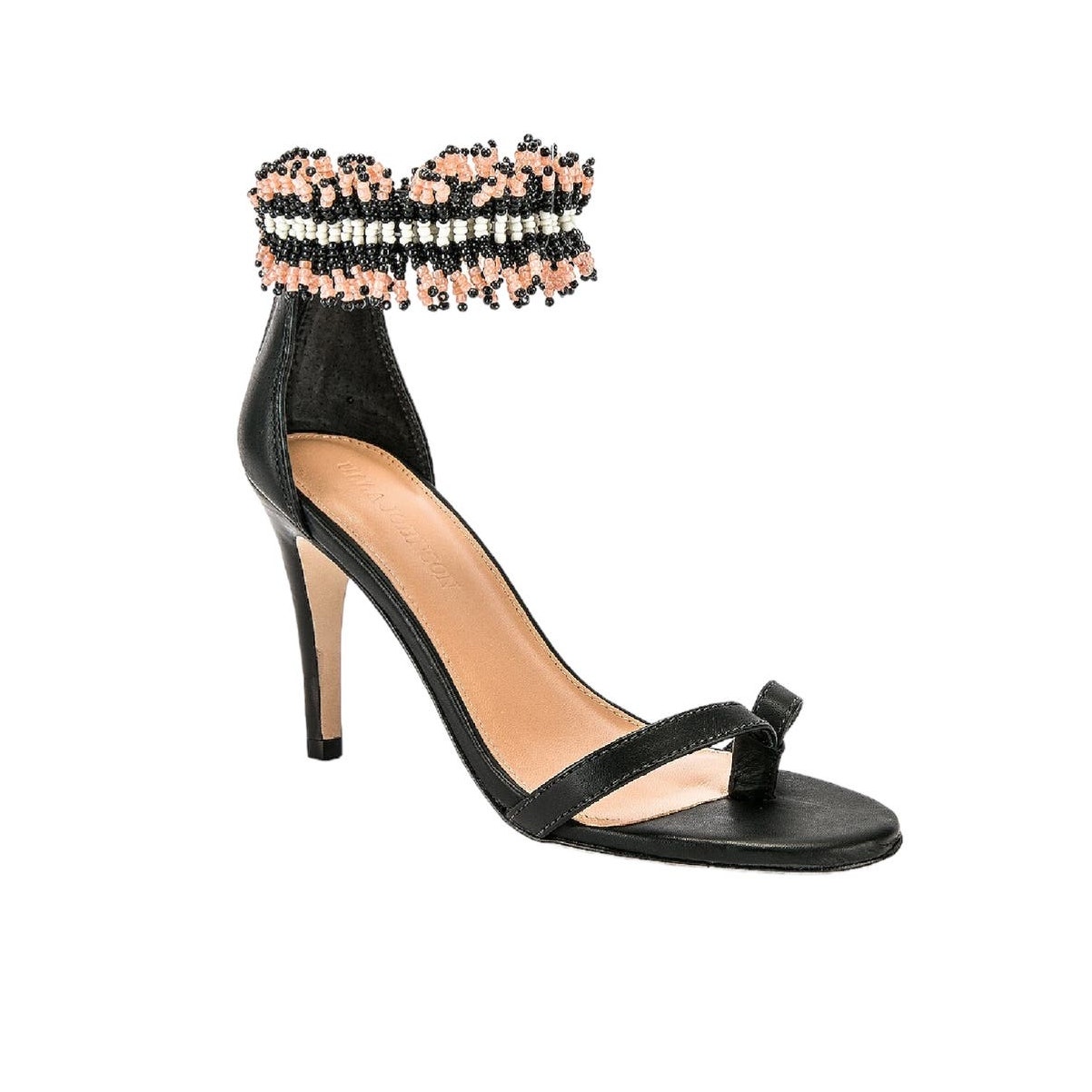 Ulla Johnson Kassia Heel Sandals In Noir Black Size 9 Beaded Pink White Black