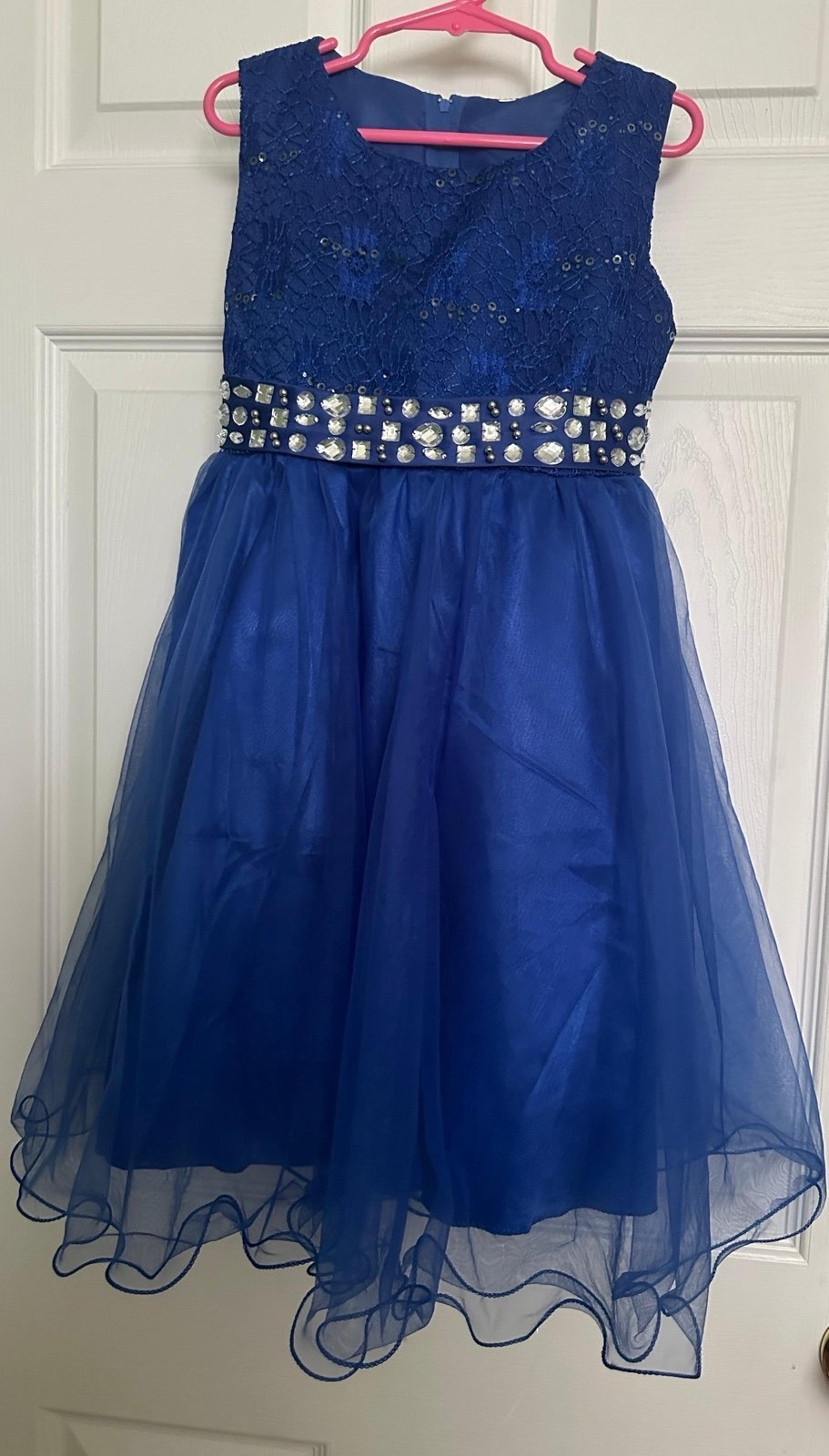 Girls Sz~5 boutique dress**Royal blue~Rhinestones*EUC
