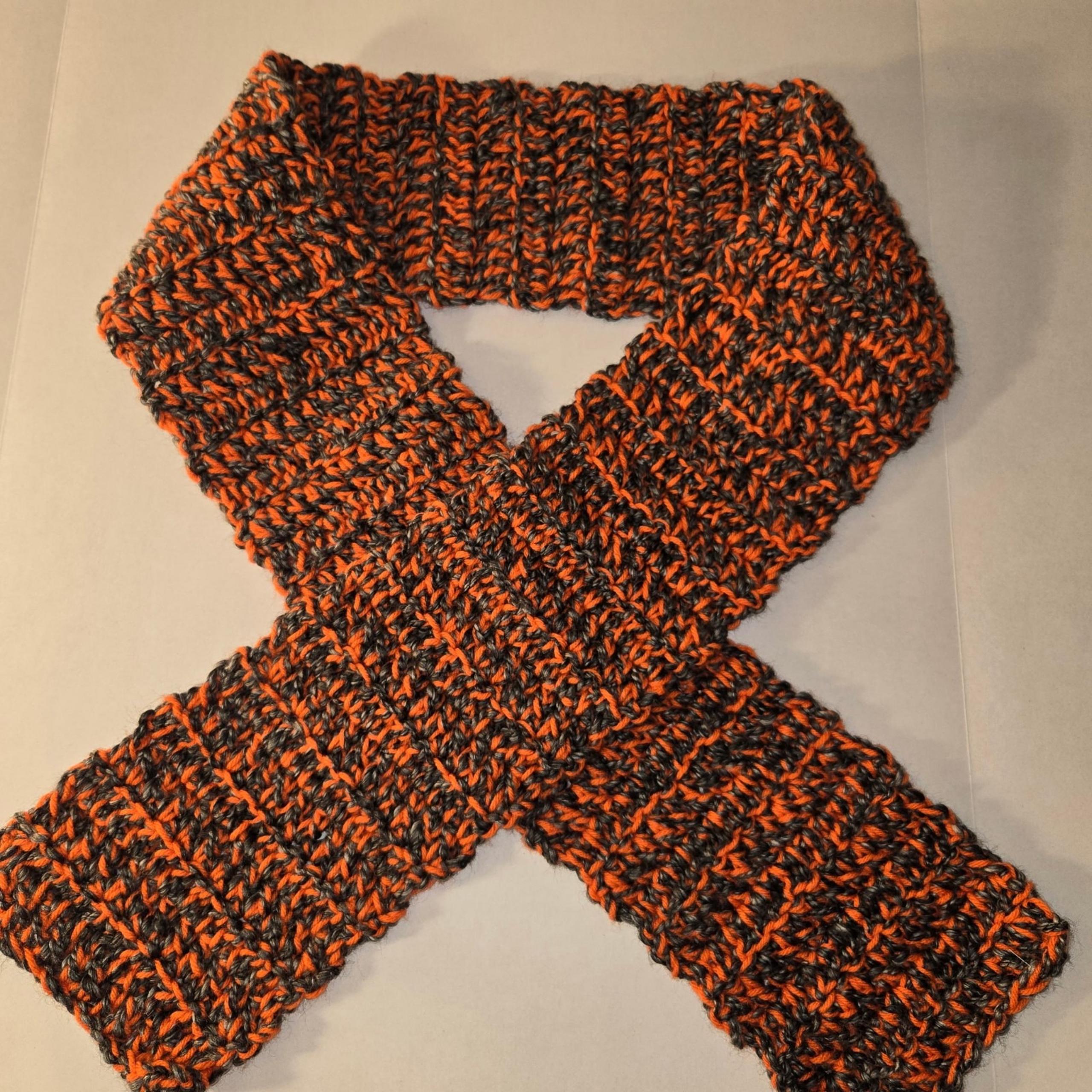 Bengals colors handmade scarf 64 inch crochet orange black gray scarf new