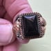 Sterling silver and gold highlights black men ring