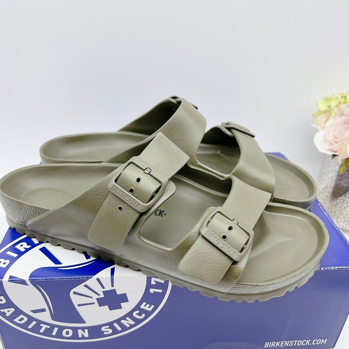 Birkenstock Arizona Essentials Sandal Slide Khaki EVA EU 45 Men US 12- 12.5 Wide