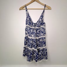 Victoria’s Secret 100% silk sun dress slip dress blue and white floral small