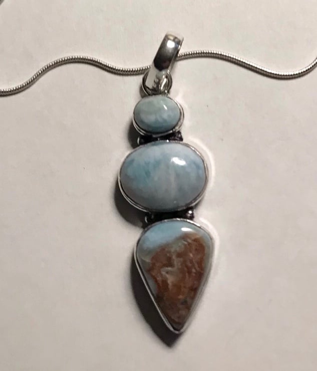 Larimar 925 Sterling Silver Necklace