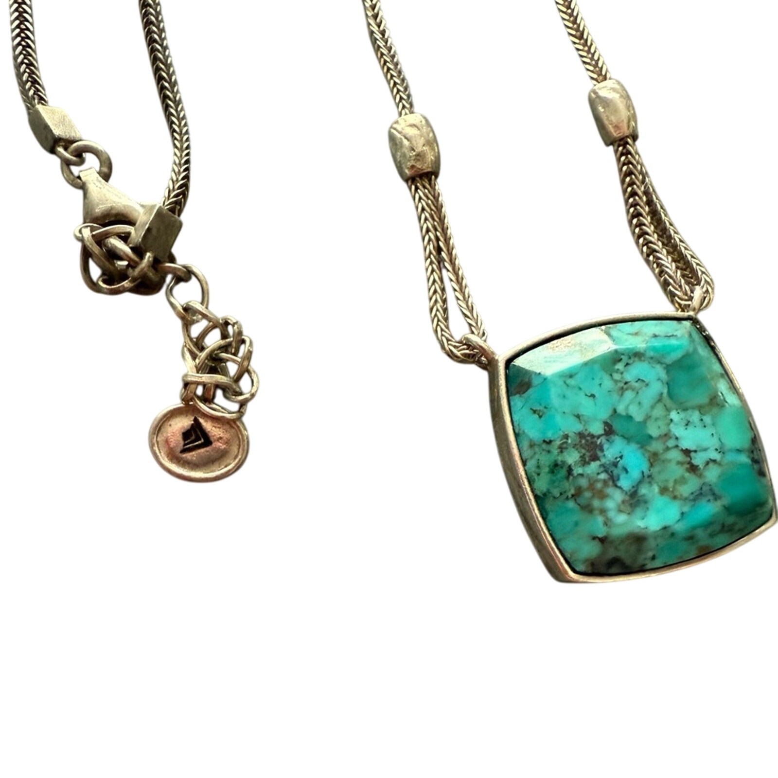 Silpada 925 Sterling Silver Turquoise Black Onyx Reversible Pendant Necklace
