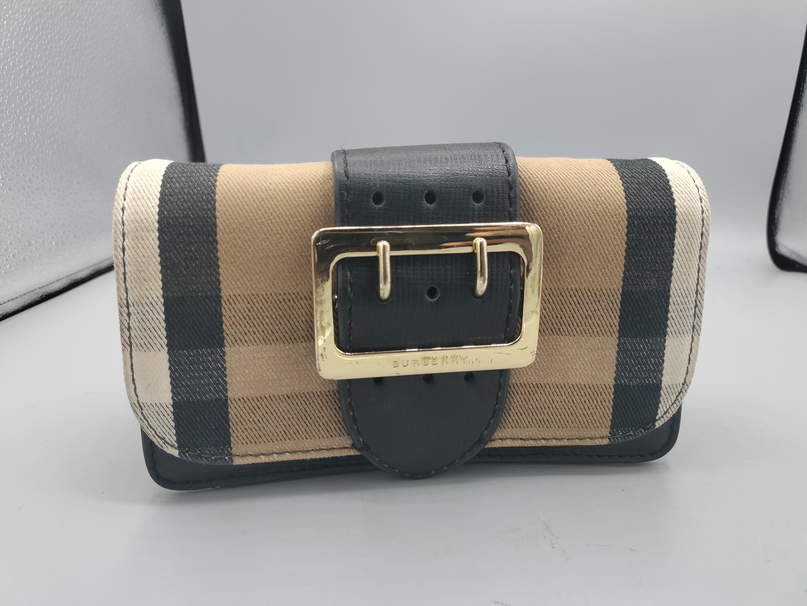 Authentic Burberry Madison Buckle Small House Check Bridle *Crossbody