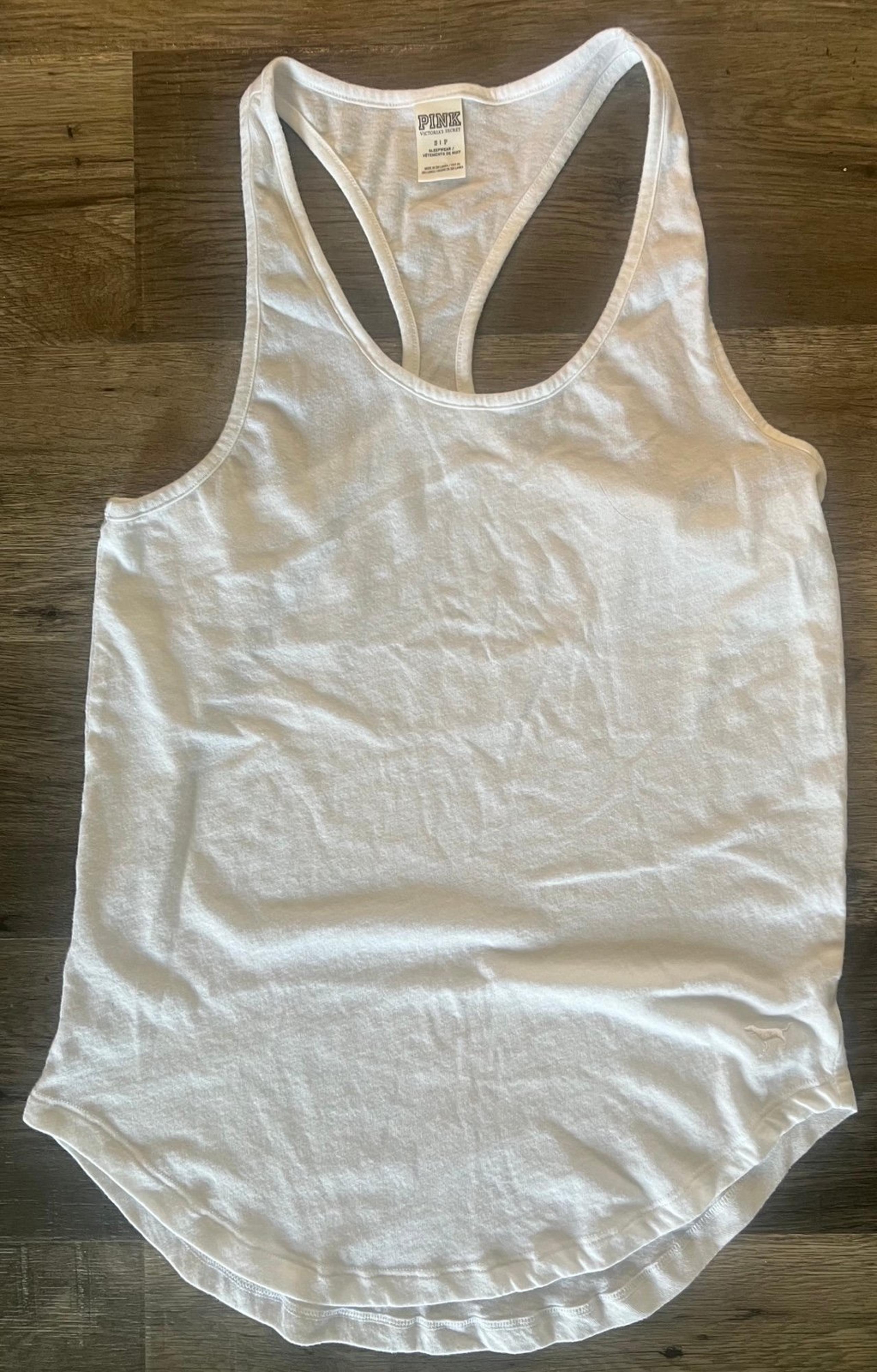 Victoria Secret Pink White Sleeveless Tank Top Womens Small