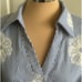 Gracia Floral Embroidered Stripped Ruffle Hem Mini Dress Blue White Sz. M