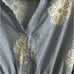 Gracia Floral Embroidered Stripped Ruffle Hem Mini Dress Blue White Sz. M