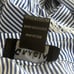 Gracia Floral Embroidered Stripped Ruffle Hem Mini Dress Blue White Sz. M
