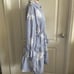 Gracia Floral Embroidered Stripped Ruffle Hem Mini Dress Blue White Sz. M