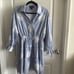 Gracia Floral Embroidered Stripped Ruffle Hem Mini Dress Blue White Sz. M
