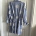 Gracia Floral Embroidered Stripped Ruffle Hem Mini Dress Blue White Sz. M