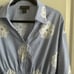 Gracia Floral Embroidered Stripped Ruffle Hem Mini Dress Blue White Sz. M