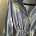 Gracia Floral Embroidered Stripped Ruffle Hem Mini Dress Blue White Sz. M