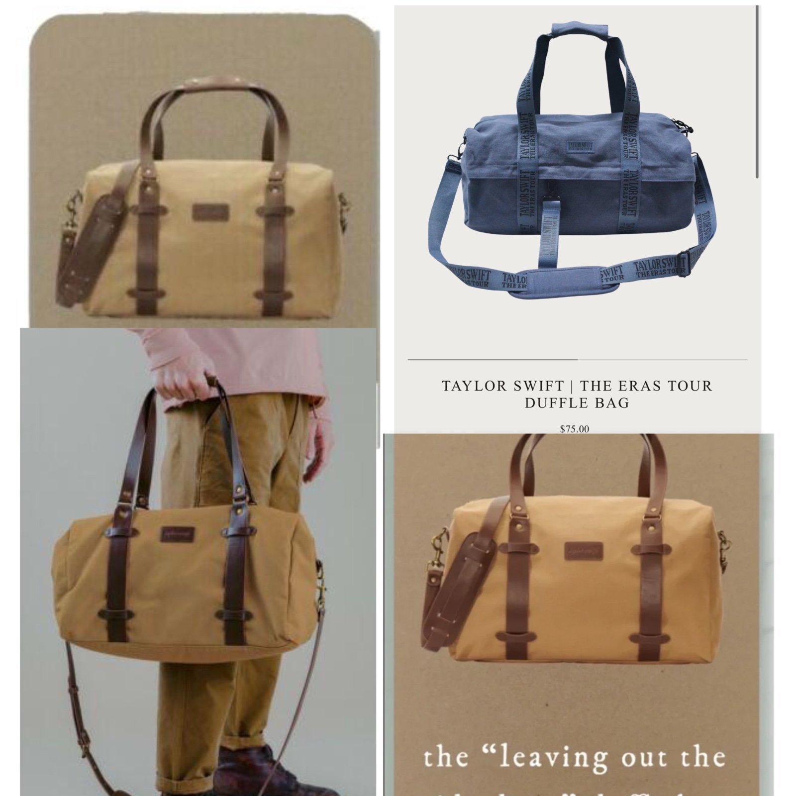 Taylor swift duffle bag lot folklore side door & eras tour blue