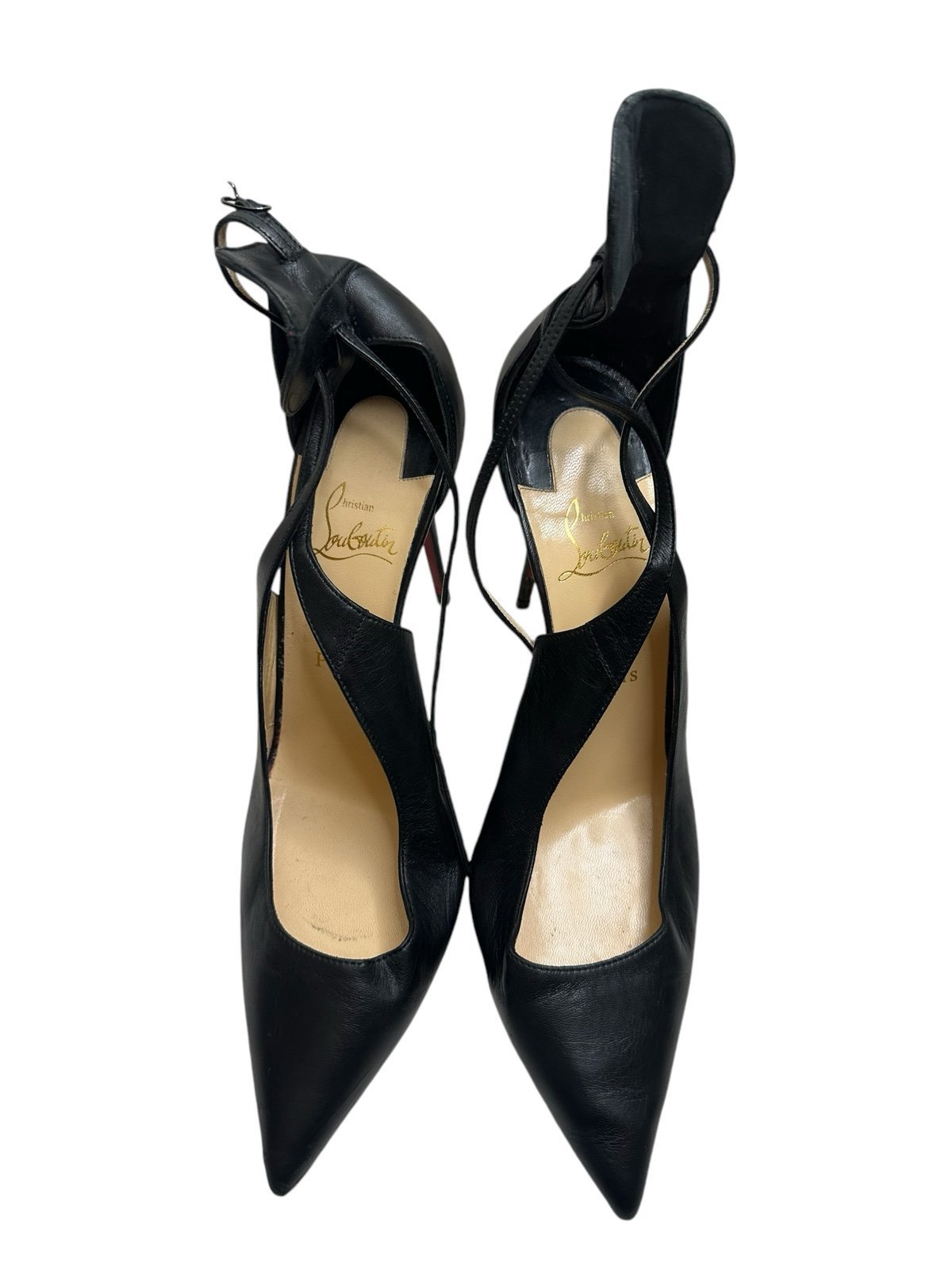 Christian louboutin black women heels size small 41, pre-owned, gently used.