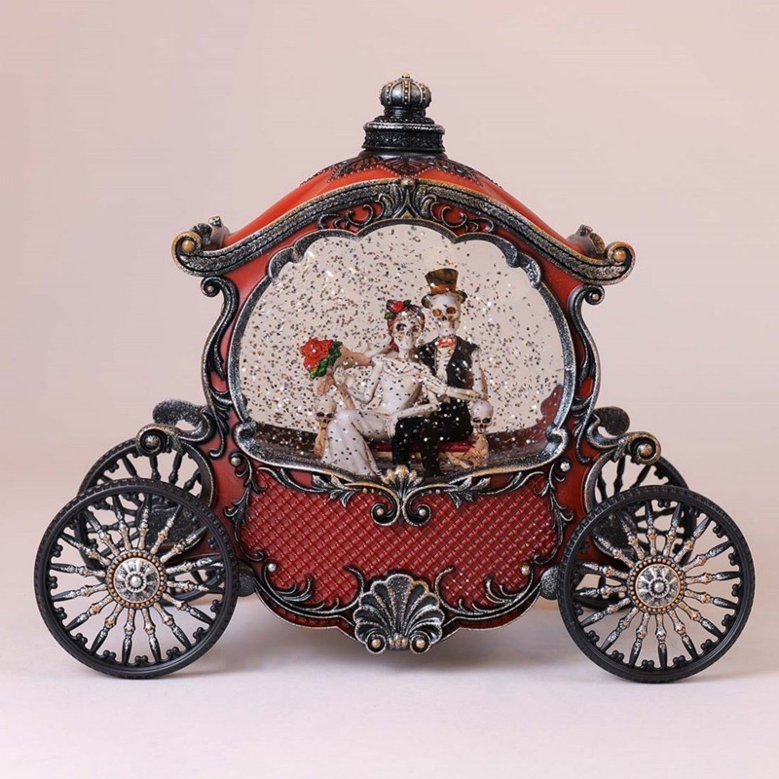 Skeleton Carriage Glitter Globe Halloween Cracker Barrel