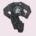 Juicy Couture Gray Leopard Cropped Top and Jogger Pajama Set
