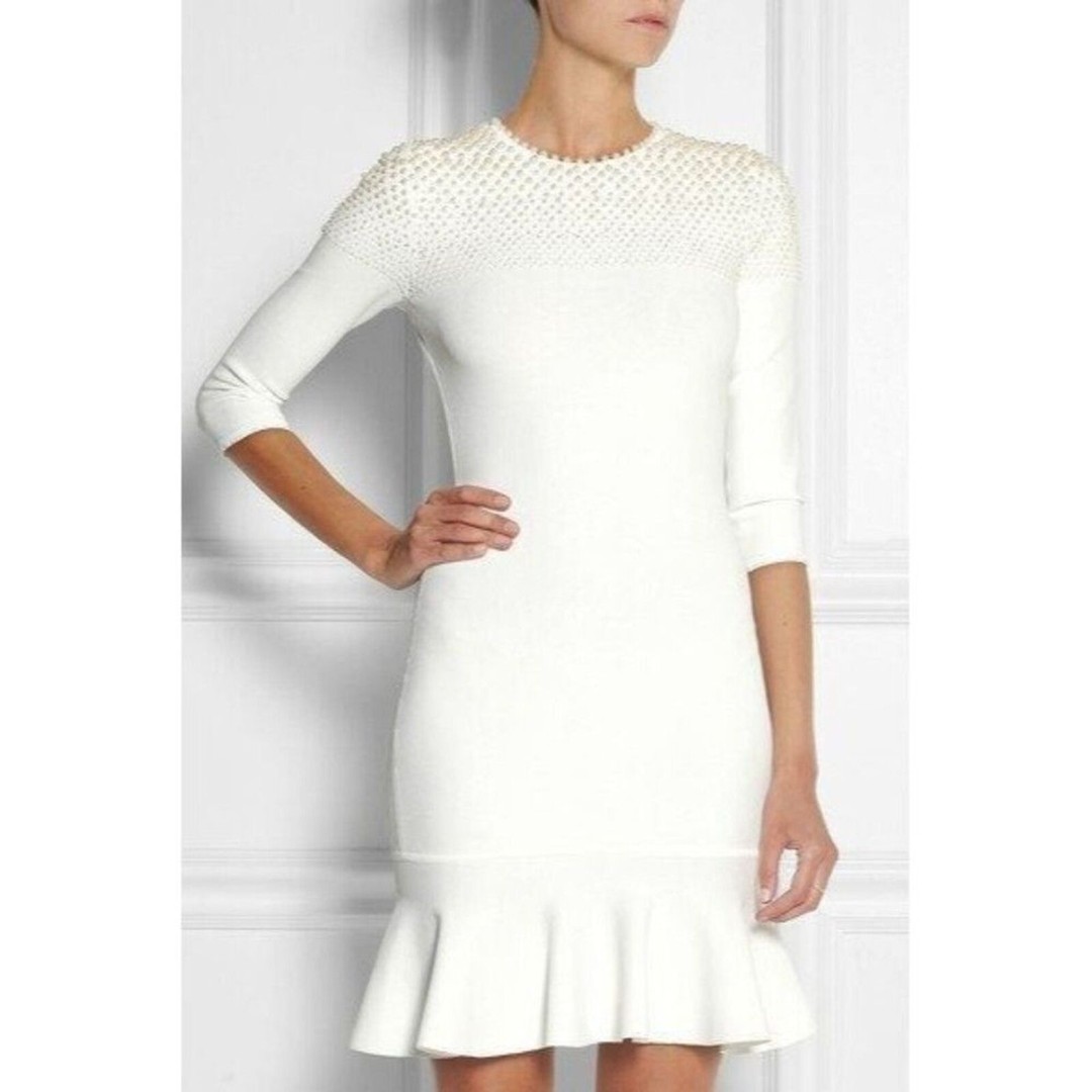 NWT. 2385 ALEXANDER MCQUEEN FAUX PEARL DRESS Sz M