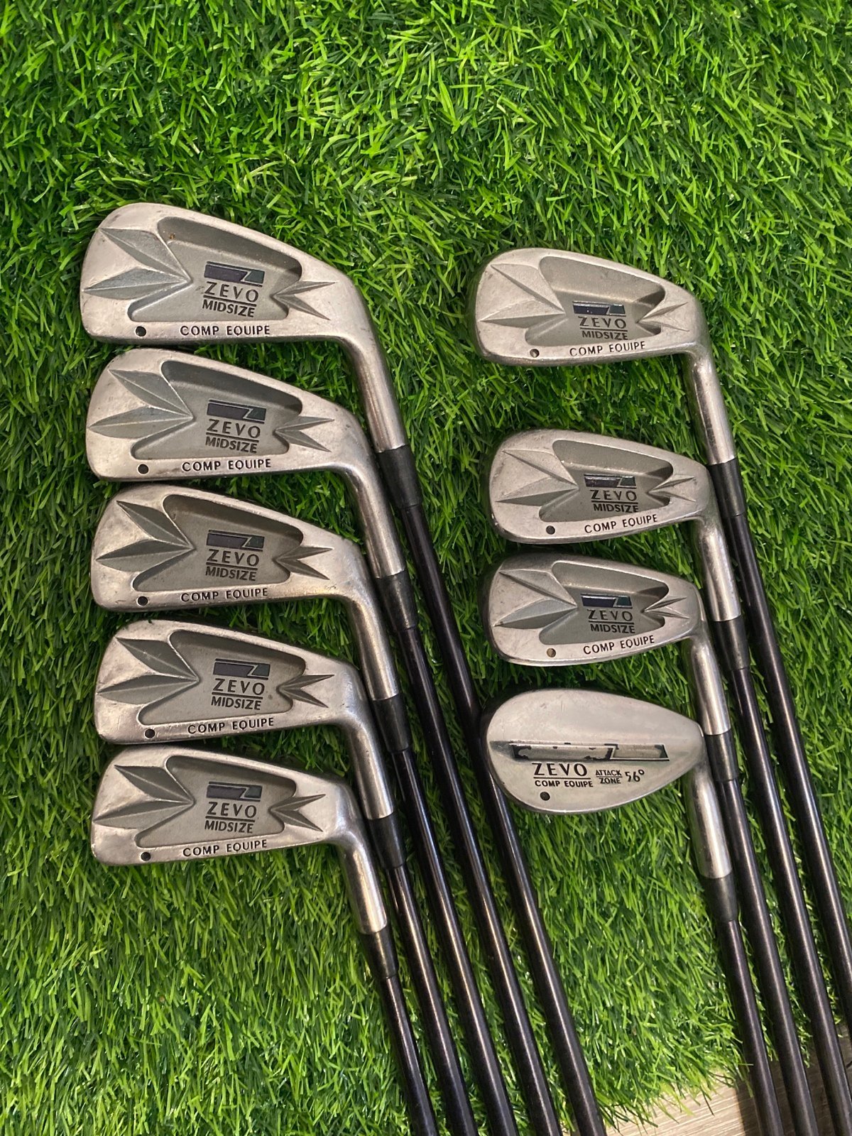 ZEVO Golf Midsize 3-P,S Iron set RH Graphite System 10 Stiff Shafts Nice Grips!