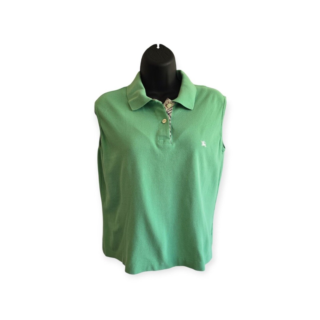 Burberry London Sleeveless Polo Shirt (US M) (Uk 48) Green Made In Great Britain