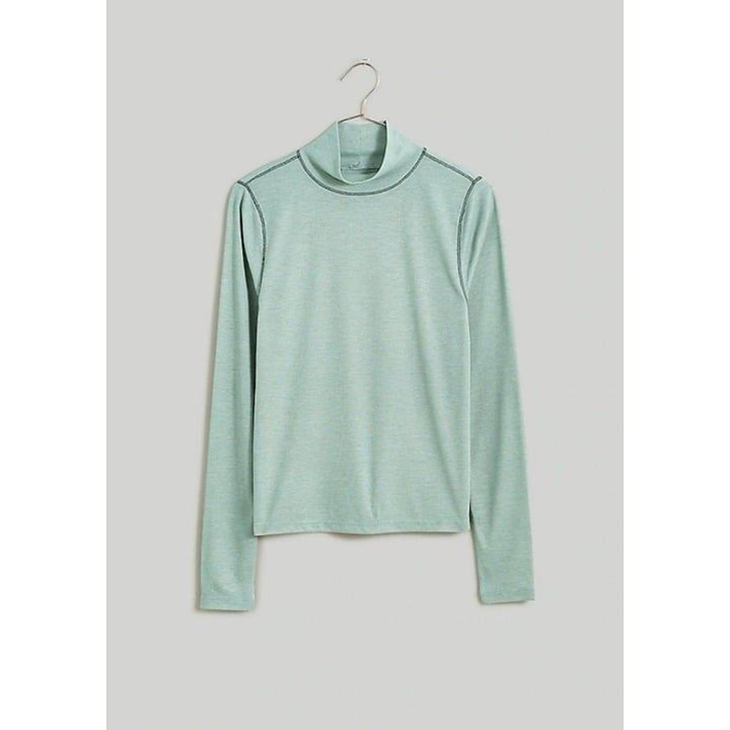 Madewell $48 Semi-Sheer Mockneck Tee in Sage Size S NN260