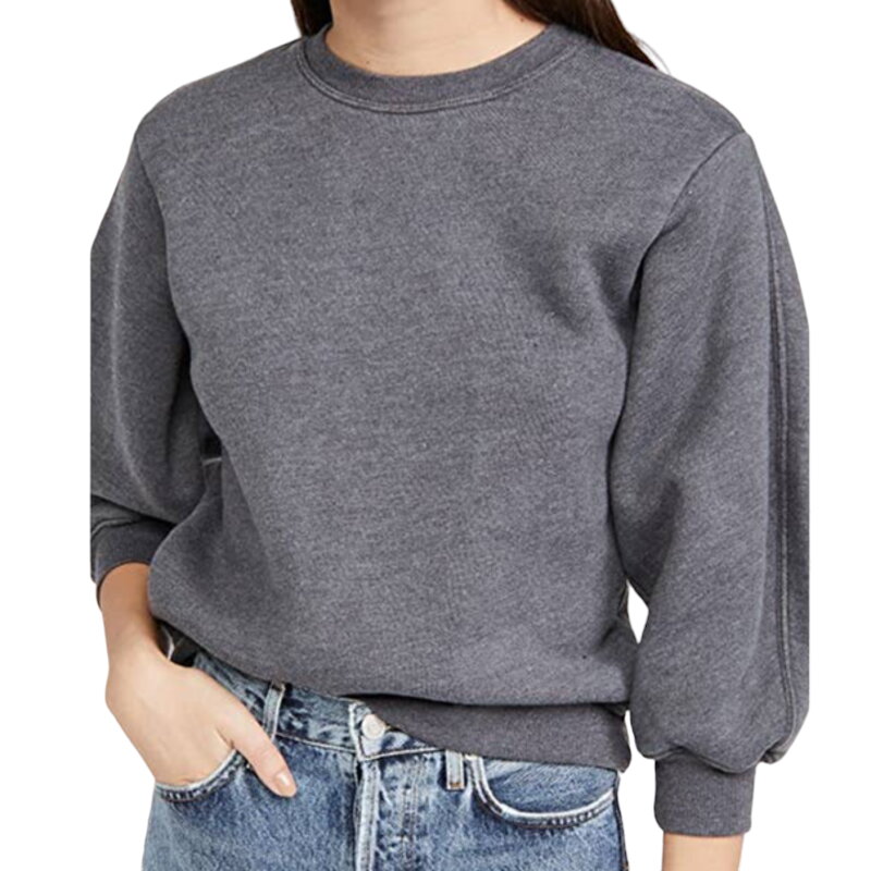 AGOLDE NWT Thora Cropped 3/4 Sleeve Sweatshirt Graphite Heather Gray Size XS