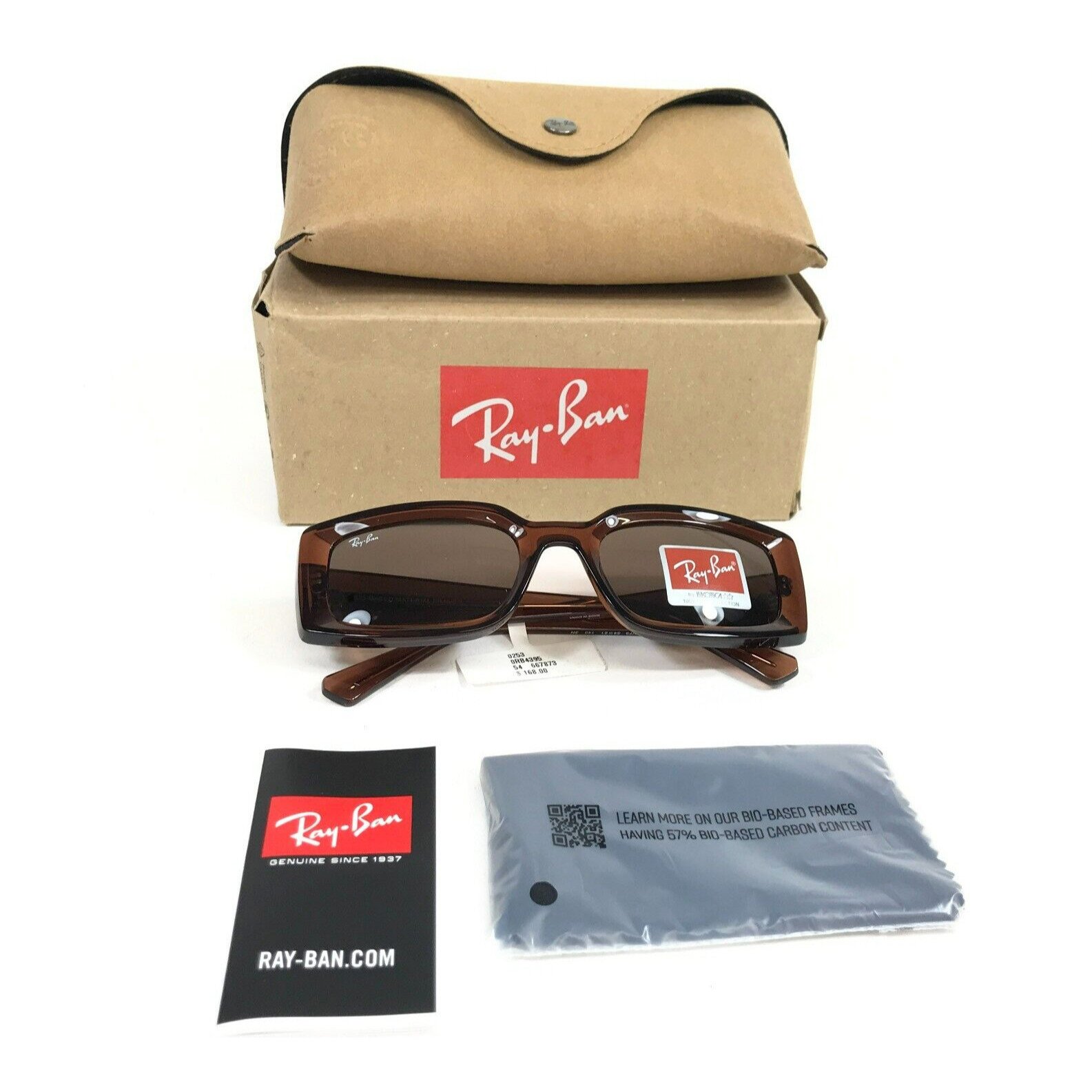 Ray-Ban Sunglasses RB4395 KILIANE 6678/73 Brown Crystal Rectangle w Brown Lenses