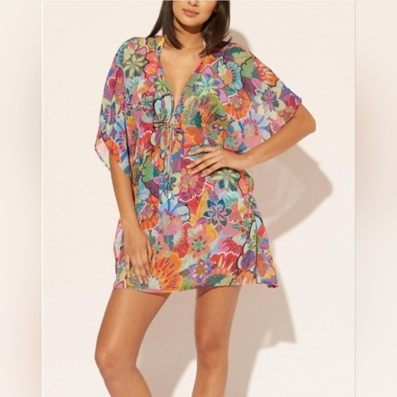 Bleu Rod Beattie Make It Pop Caftan Swim Cover Up Size Large