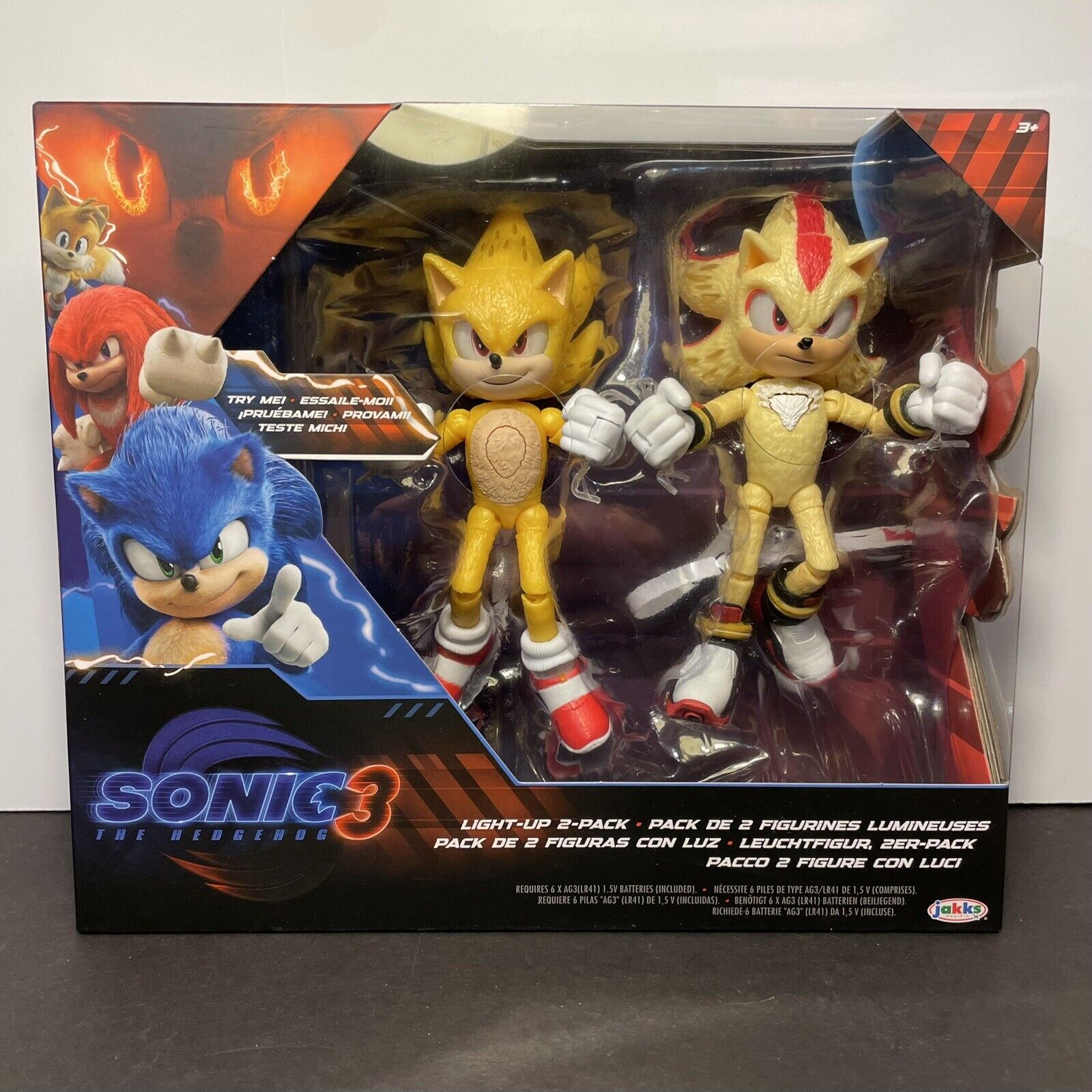 Super Shadow Super Sonic 3 Jakks 5 Light Up 2 Pack HEDGEHOG Figure EXCLUSIVE