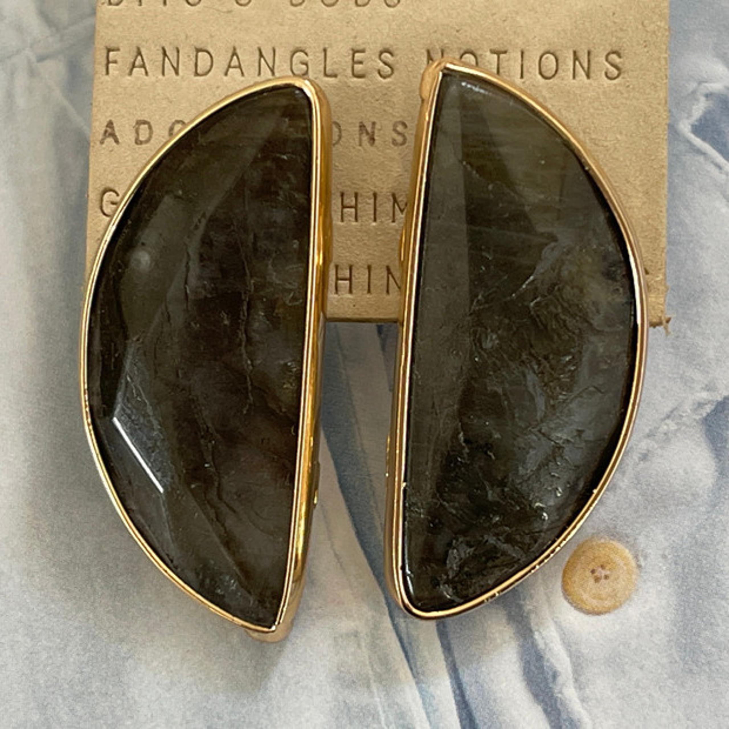 ANTHROPOLOGIE Labradorite & Gold Bits & Bobs Half Moon Earrings: New with Tags!
