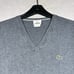 Lacoste Sweater Mens Size 8 Gray V-Neck Long Sleeve Pullover Sweater Logo Cotton