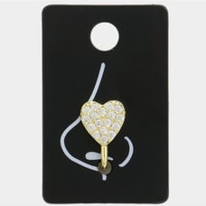 Gold Heart Nose Ring Clip Cuff Jewelry Cute Rhinestone Crystal