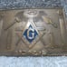 1978 Harry Klitzner Free Mason Solid Bronze Belt Buckle Great Vintage Shape