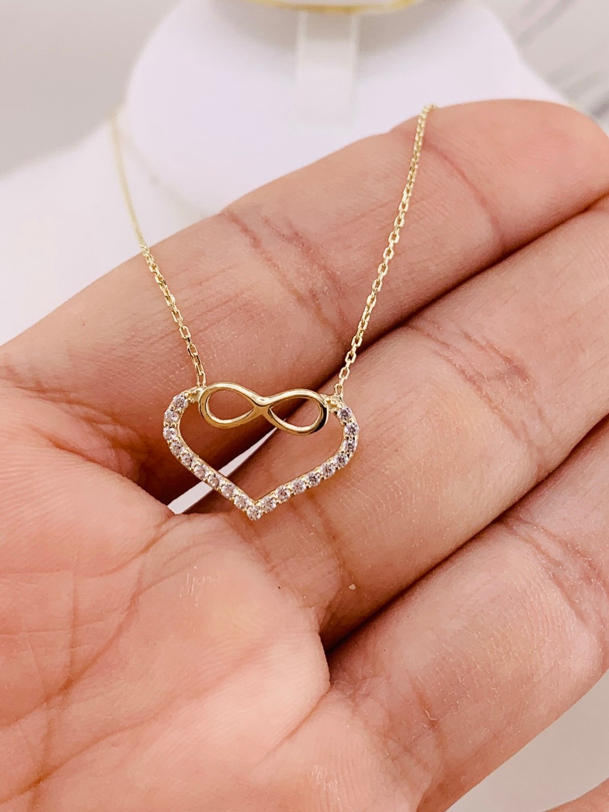 ❤️ Real 14k solid gold necklace with heart and infinity