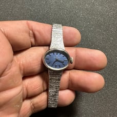 Vintage Hamilton Ladies Mechanical Wind Up Watch Silver Tone Blue Dial 10K R.G.P