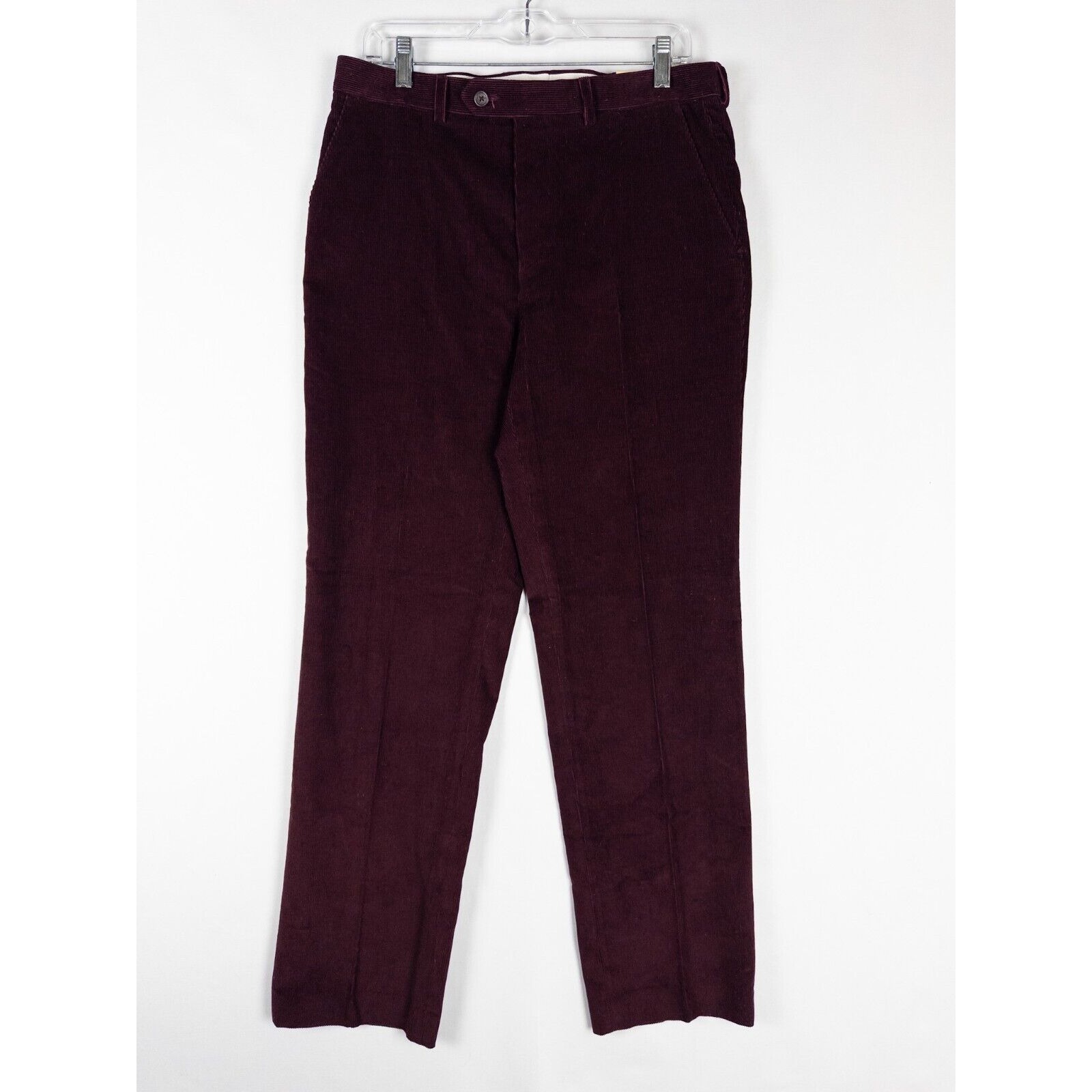 LRL Corduroy Pants 33X32 Mulberry Straight Flat Front High Rise Dark Wash Preppy