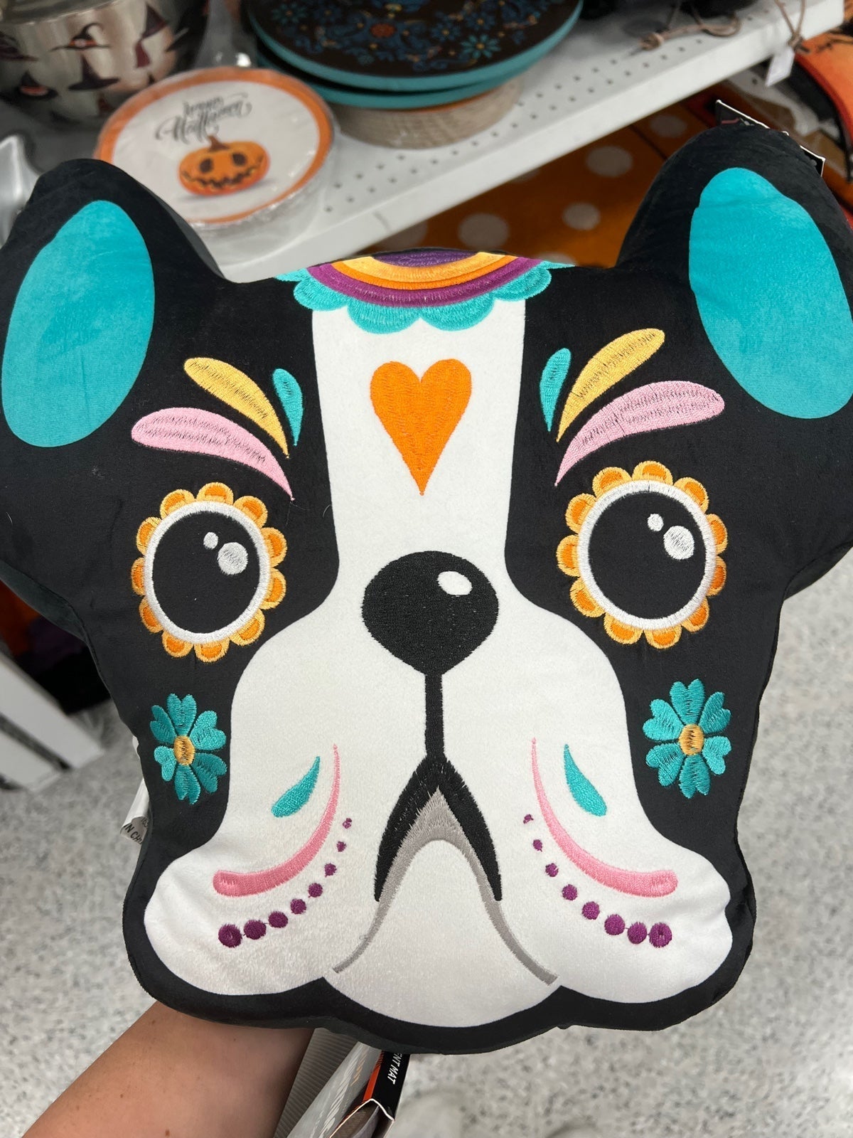 Day Of Dead Frenchie Pillow