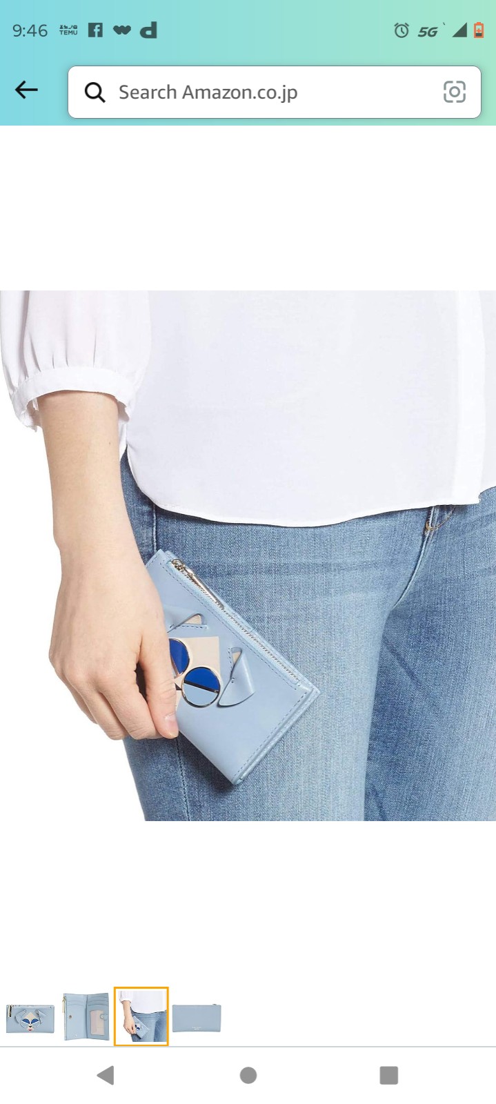 Katespade mod dog blue slim bifold wallet card case for n purse