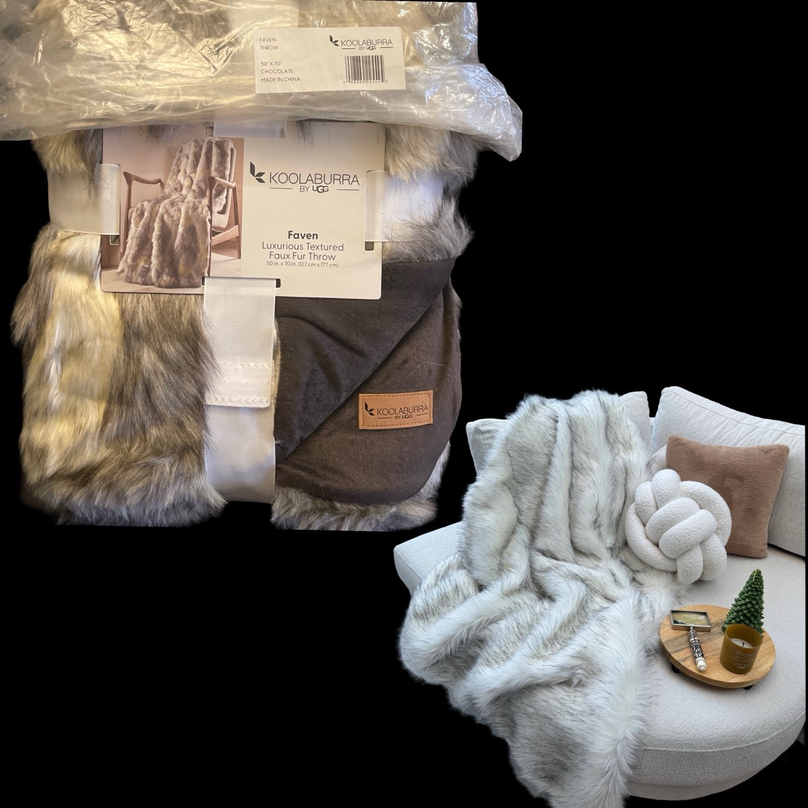 NWT UGG Luxurious Textured Faven Faux Fur Throw