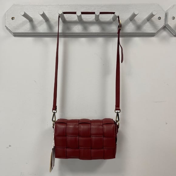 Viola Castellani Woven Italian Leather Crossbody Bag, Rubino - NWT