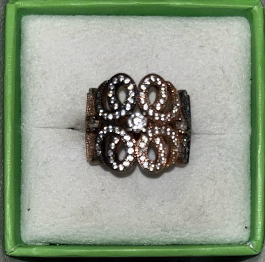 RING Turkish made ring 7 1/4? & Round White Diamond Simulated Ring, Rose gold