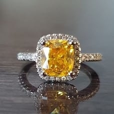 Charm Square Cut Diamond Amber Ring
