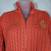 Lauren Ralph Lauren Sweater XL CREST LOGO Cable Knit Fisherman Full Zip Preppy