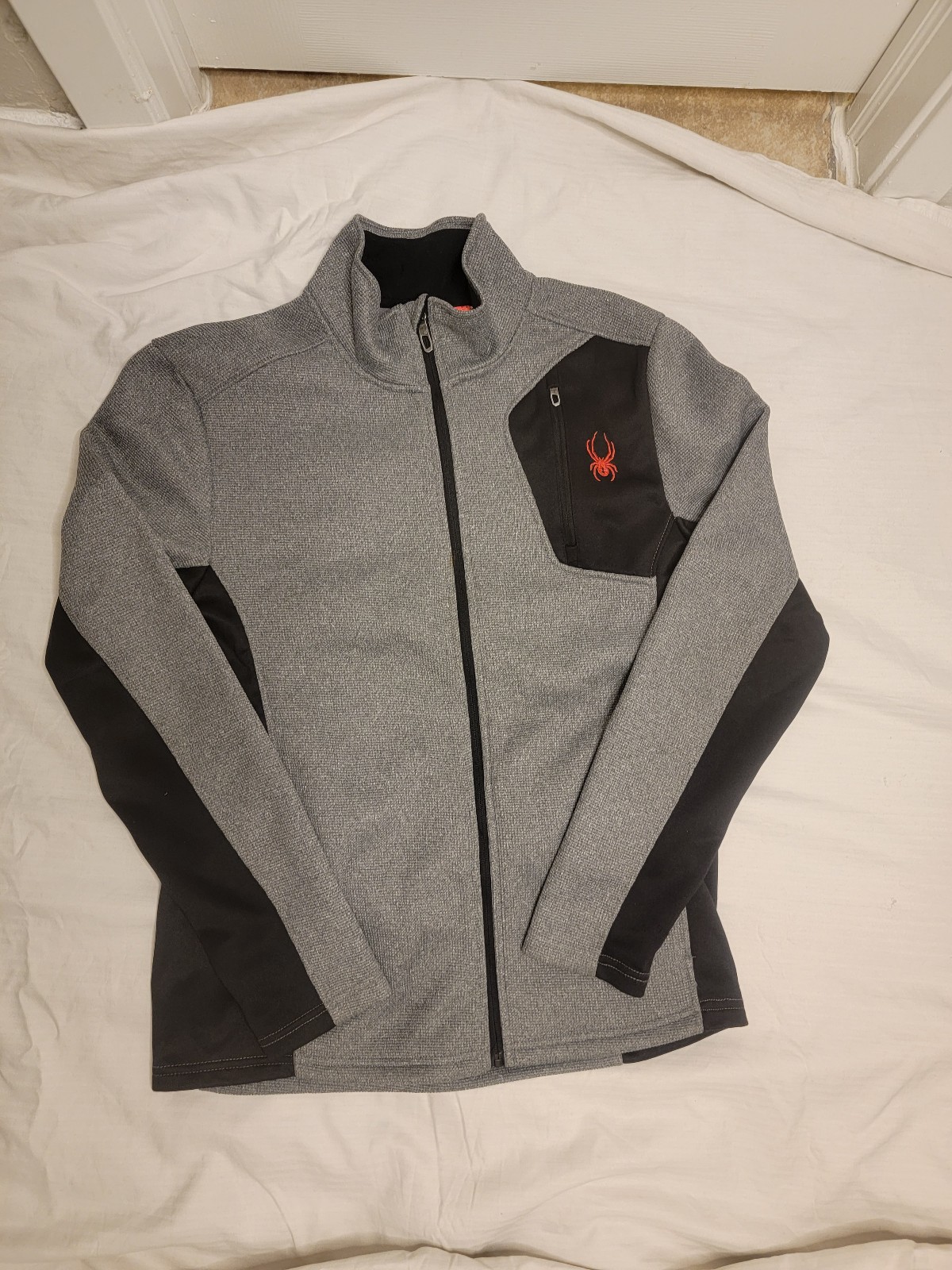 Spyder Jacket Knit Mens Gray & Black Size Med Full Zip Light Weight