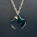Vintage Handmade Long Pendant Statement Necklace with Emerald Green Faceted Gem