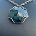 Vintage Handmade Long Pendant Statement Necklace with Emerald Green Faceted Gem