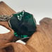 Vintage Handmade Long Pendant Statement Necklace with Emerald Green Faceted Gem